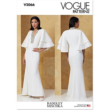Vogue Symönster damklänning med sjöjungfrufåll #V2066.H5 storlek 32-40