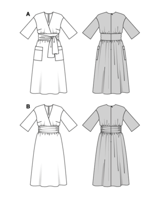 burda symönster midiklänning för kvinnor med omlotteffekt och klänning med cummerbund-look i viskos #5724 
