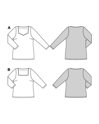 burda symönster basskjortor för kvinnor med hjärta och fyrkantig halsringning #5731 