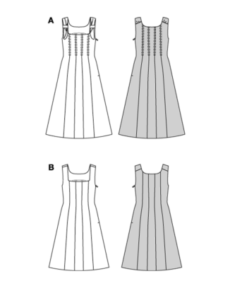 burda symönster dampanelklänningar med rosett midi mini #5736 