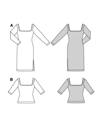 burda symönster bodycon klänning för kvinnor med bred halsringning och sidoslits & skjorta #5738 