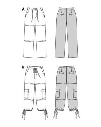 burda symönster dam cargobyxor med dragsko och fickor med lock #5740 