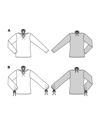 burda symönster dam jersey skjortor långa ärmar med nedfälld halsringning #5752 