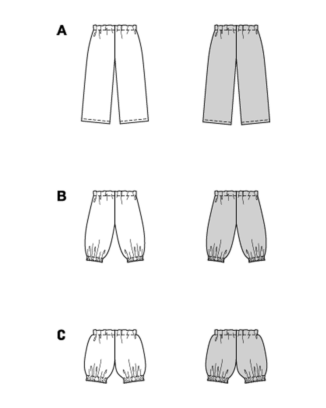 burda symönster barnbyxor och shorts i bomull med elastiskt midjeband #9202 