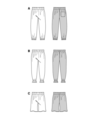 burda symönster joggingbyxor för barn med resår i midjan, shorts med bård #9211 