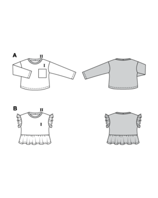 Burda 9223 - Top Tröja - Flicka Pojke Baby