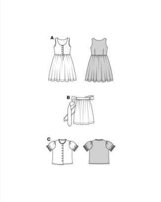Burda 9230 - Blus Klänning Förkläde - Flicka