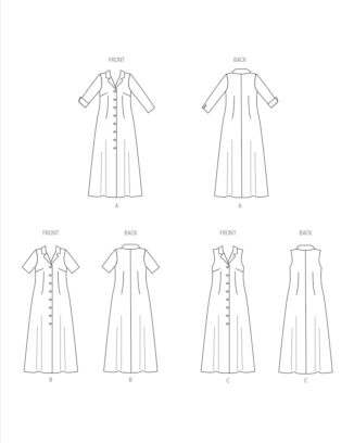 Butterick Symönster damskjorta klänning maxi #6974.B5 storlek 34-42