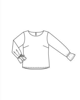 Långärmad blus med smala grosgrain-band 12/2021 #101A
