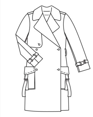 Trenchcoat med moderiktiga guldknappar 08/2022 #124