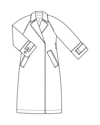 burda symönster dam maxi trenchcoat med slag och XL-ärmflikar 11/24 #102 