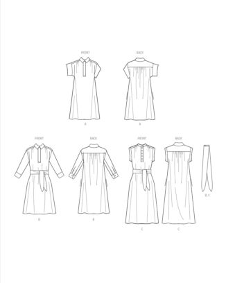 McCalls Symönster blusklänningar för kvinnor med skärp #M8449 storlek 34-42