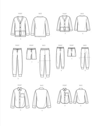 Simplicity Symönster kvinnor män barn loungewear storlekar SL