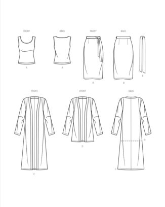 Simplicity Symönster set-top, kofta och kjol #9717 storlek 56-64