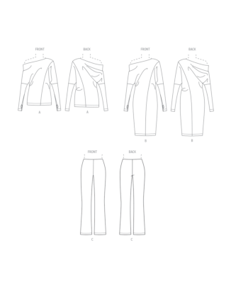 Vogue Symönster - set damskjortklänning och byxor V1929B5 storlek 34-42