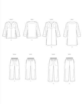 Vogue Patterns 2019 - Blus Tunika Byxa Pyjamas - Dam