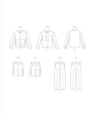 Vogue Symönsterset ofodrad herrjacka, semi-fitness byxor och shorts # V2022 storlek 54-62