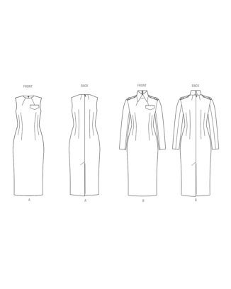 Vogue Symönster damskjorta klänning fodral klänning #V2045.B5 storlek 34-42