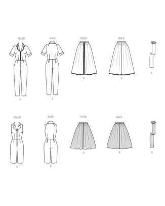 Vogue Symönsterset dam jumpsuit och kjol med bälte #V2062.B5 storlek 34-42