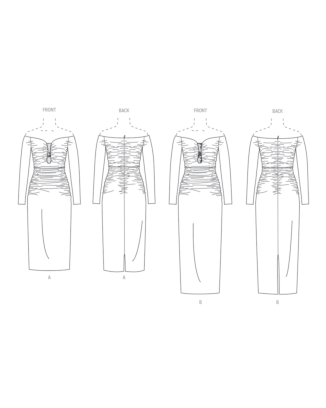 Vogue Symönster damklänning off-shoulder med ärmar #V2063.B5 storlek 34-42