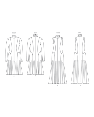 Vogue Symönster damklänning med hög polotröja #V2064.H5 storlek 32-40